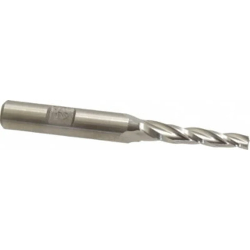 Made in USA 2 per Side 3/16 Small End Diam 1-1/4 LOC 3-Flute High Speed Steel Tapered Square End Mill Uncoated, 3/8 S...